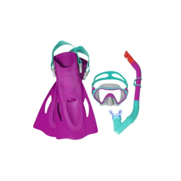 Bestway Swim Gear-® Crusader™ Youth Snorkel Set with Fins, Pink Ages 7+