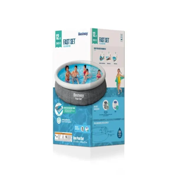 Bestway Fast Set Pools-Fast Set 12’ x 30” Round Inflatable Pool Set