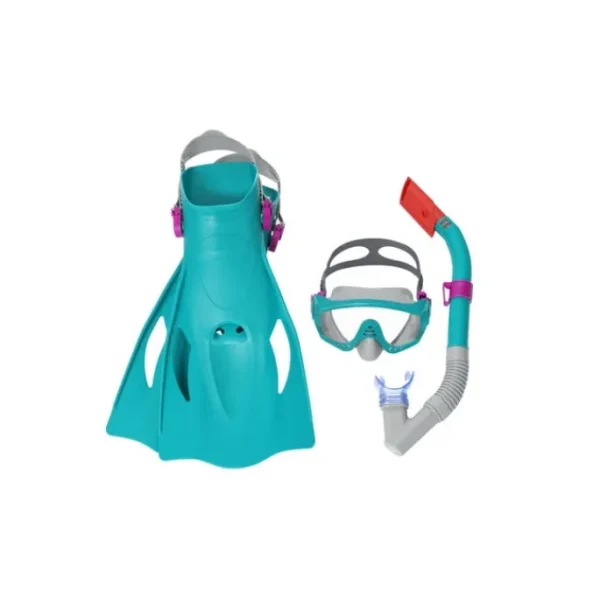 Bestway Swim Gear-Spark Wave™ Teal Unisex Adult Snorkel Set with Fins, Ages 14+