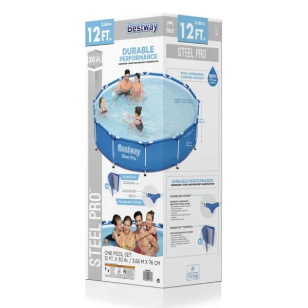 Bestway Steel Pro Pools-Steel Pro 12' x 30" Above Ground Pool Set