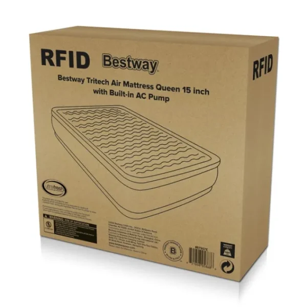 Bestway Indoor Air Mattresses-Tritech Air Mattress Queen 15" with Built-in AC Pump Included