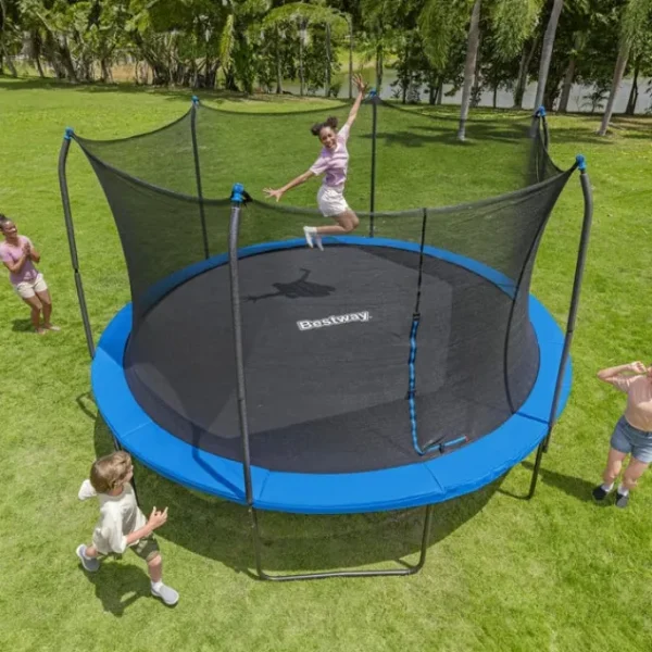 Bestway Trampolines-Xtreme Air 15 ft Outdoor Trampoline for Kids & Adults, No-Gap Enclosure, Foam-Padded Poles