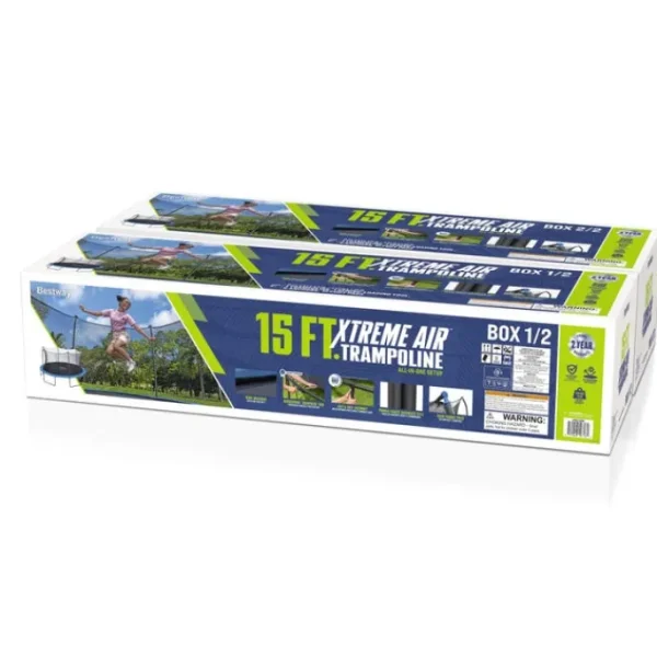 Bestway Trampolines-Xtreme Air 15 ft Outdoor Trampoline for Kids & Adults, No-Gap Enclosure, Foam-Padded Poles