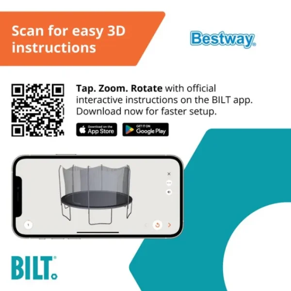 Bestway Trampolines-Xtreme Air 12 ft Outdoor Trampoline for Kids & Adults, No-Gap Enclosure, Foam-Padded Poles