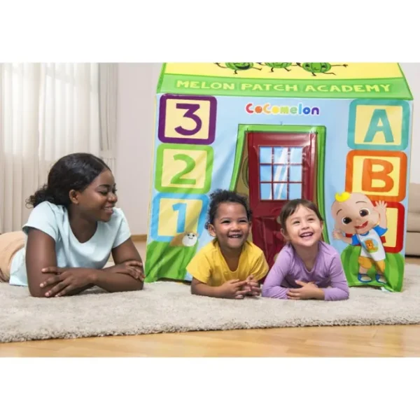 Bestway Playhouses-CoComelon Melon Patch Academy Easy-Snap Kids Play House