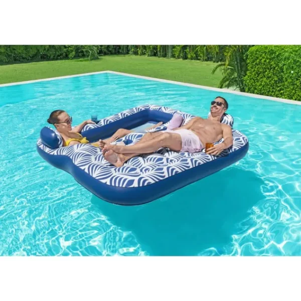 Bestway Pool Floats | Pool Lounges-H2OGO! Comfort Plush 2-Person Double Pool Lounge Float