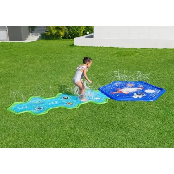 Bestway Sprinklers | Water Slides-H2OGO! Cosmic Adventure Kids Sprinkler Splash Pad and Inflatable Water Slide