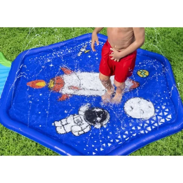 Bestway Sprinklers | Water Slides-H2OGO! Cosmic Adventure Kids Sprinkler Splash Pad and Inflatable Water Slide