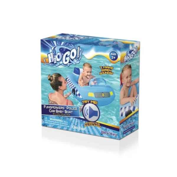 Bestway Pool Floats | Kiddie Floats-H2OGO! Funspeakers Police Car Baby Boat Float