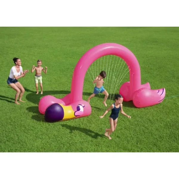 Bestway Sprinklers-H2OGO! Jumbo Pink Flamingo Inflatable Child Stationary Sprinkler Arch