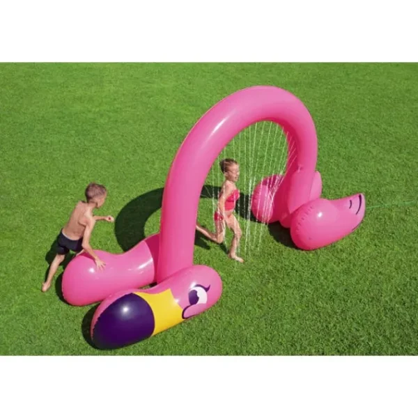 Bestway Sprinklers-H2OGO! Jumbo Pink Flamingo Inflatable Child Stationary Sprinkler Arch