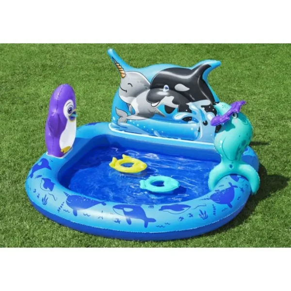 Bestway Play Centers-H2OGO! Polar Pals Kids Inflatable Water Play Center and Pool 53" x 51.5" x 28.5"