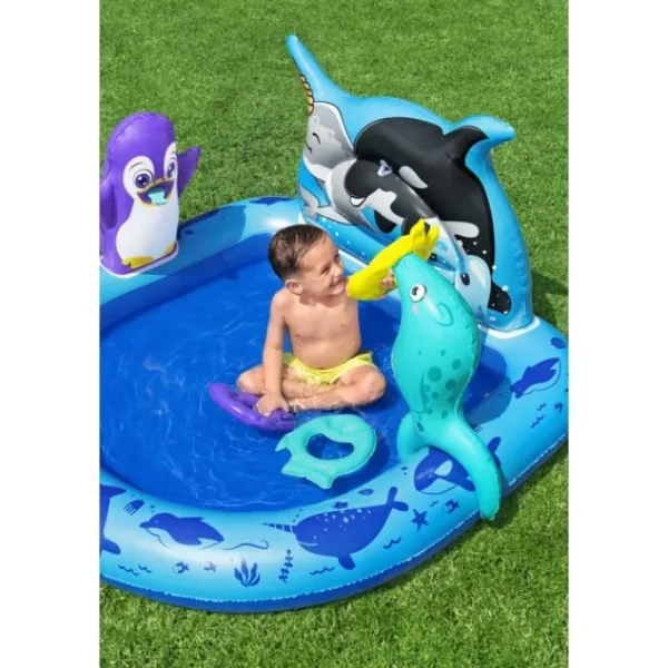 Bestway Play Centers-H2OGO! Polar Pals Kids Inflatable Water Play Center and Pool 53" x 51.5" x 28.5"