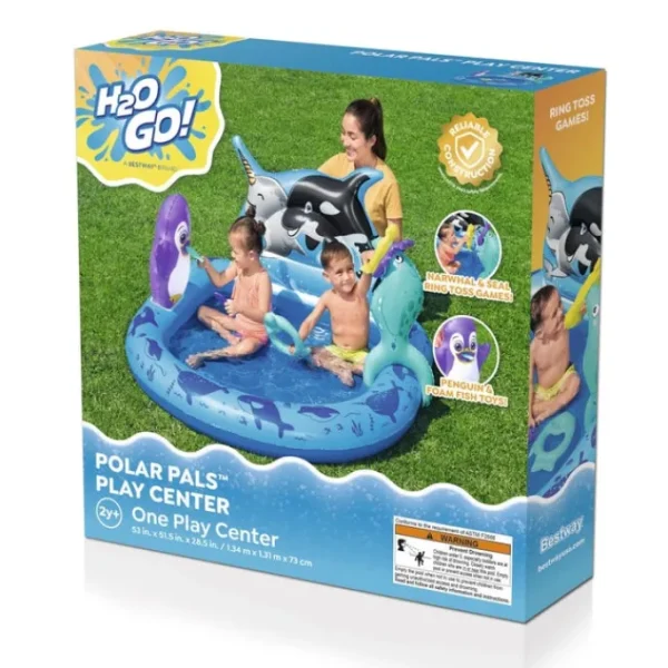 Bestway Play Centers-H2OGO! Polar Pals Kids Inflatable Water Play Center and Pool 53" x 51.5" x 28.5"