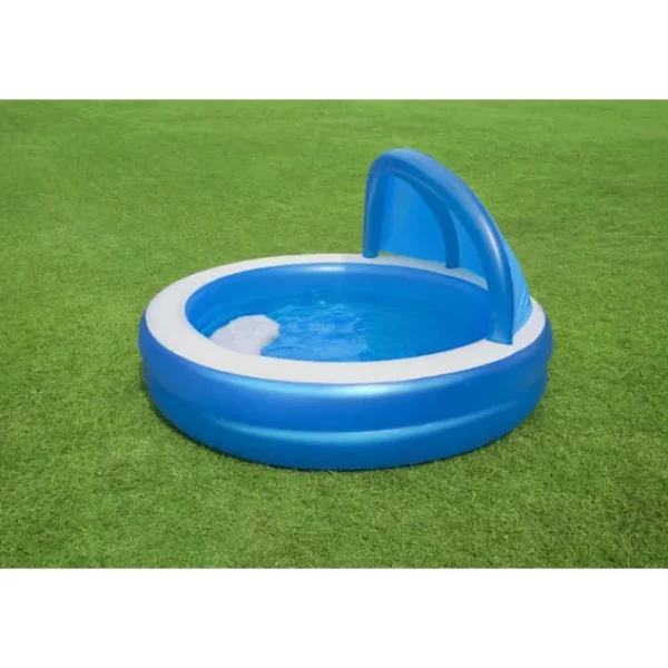 Bestway Kiddie Pools-H2OGO! 7'11" x 55" Summer Days Inflatable Round Kiddie Pool with UV Careful Sunshade