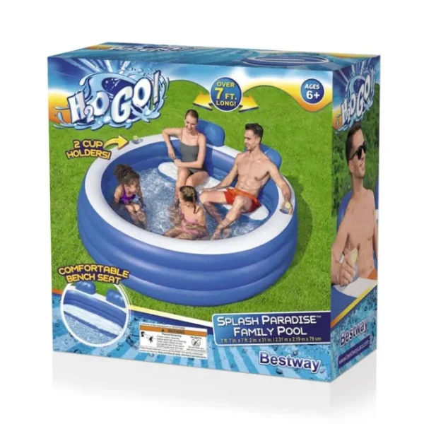 Bestway Family Pools-H2OGO! Splash Paradise 7'7" x 7'2" x 31" Inflatable Family Pool