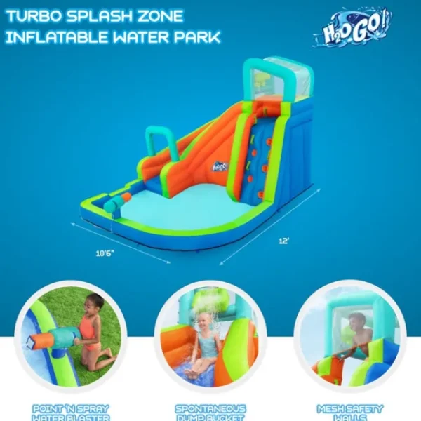 Bestway Mega Water Parks-H2OGO! Turbo Splash Water Zone Child Inflatable Water Park, 12' 10" Long