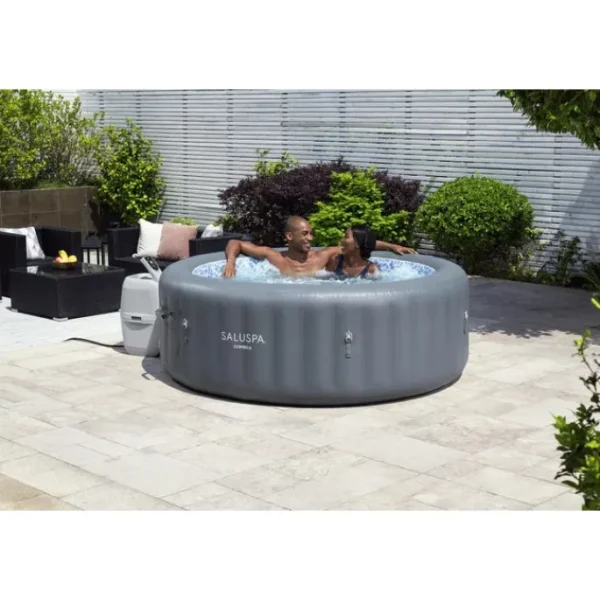 Bestway Airjet-SaluSpa Corsica Energy-Saving Smart AirJet Inflatable Hot Tub 4-6 person, Light Gray